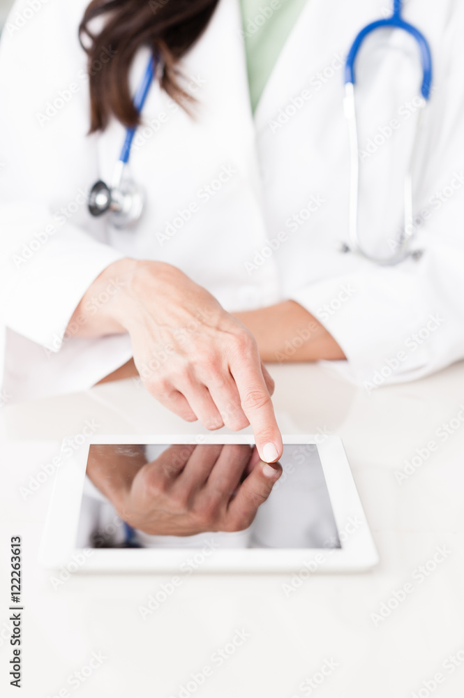 Female Health Care Worker with Digital Tablet Female Health Care Worker with Digital Tablet