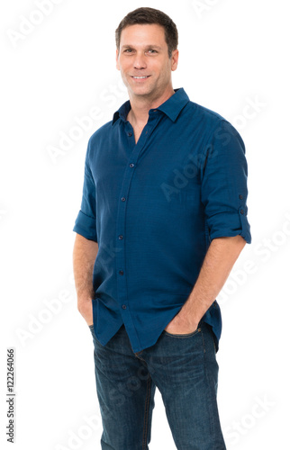Foto Thirtyish Casual Man on White