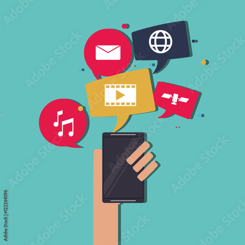 digital  social network communication related icons image vector illustration design  © Jemastock