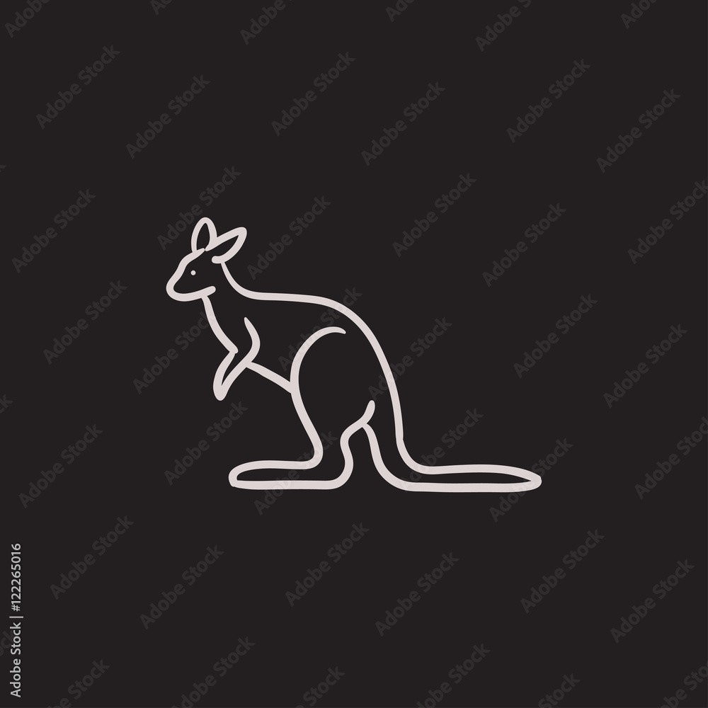 Fototapeta premium Kangaroo sketch icon.