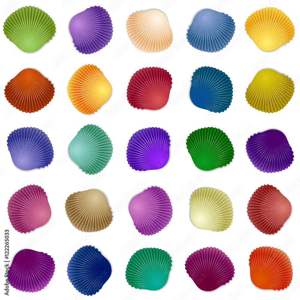 Fototapeta premium Seamless colorful seashell template background. Vector illustration for your design