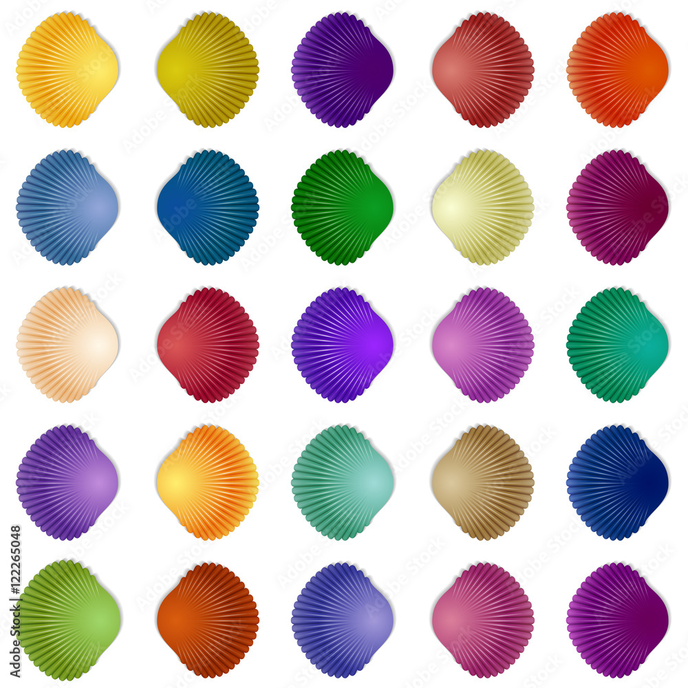 Fototapeta premium Seamless colorful seashell template background. Vector illustration for your design
