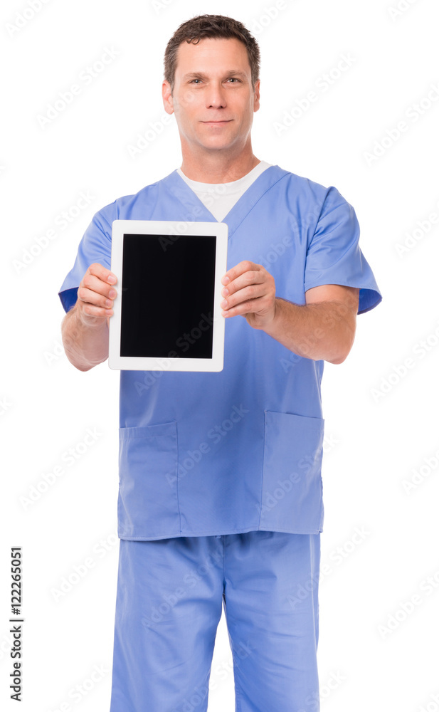 Man Doctor Nurse Hospital Worker on White Man Doctor Nurse Hospital Worker on White