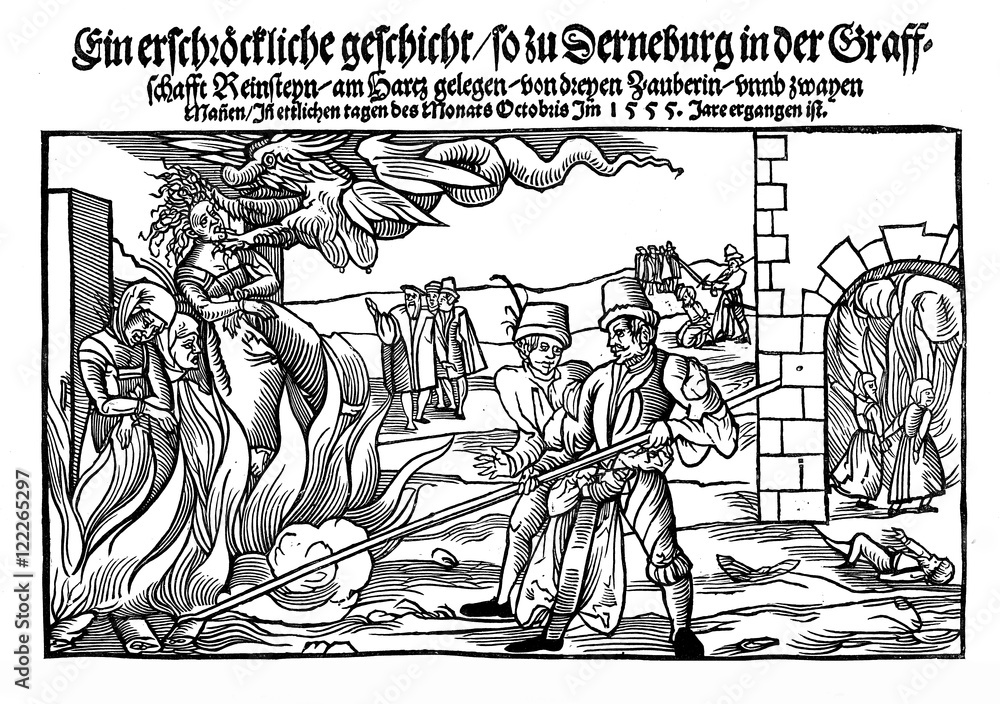 Fototapeta premium Burning of three witches, 1555