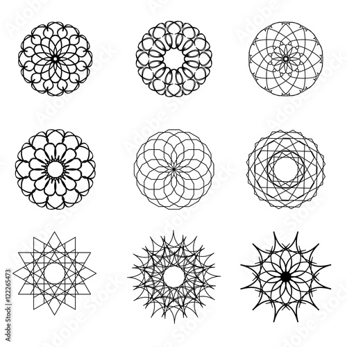 Round patterns, abstract ornaments in vector