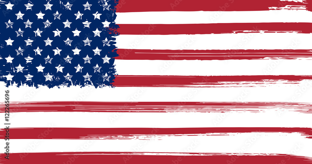 Fototapeta premium USA flag with ink grunge elements