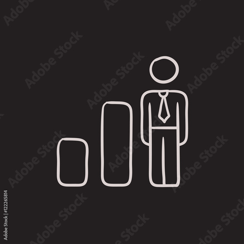 Businessman and graph sketch icon.