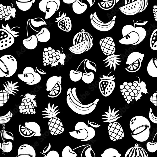 Black fruits pattern on white background 