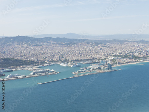 Panoramic view of Barcelona and port in Spain © Toniflap