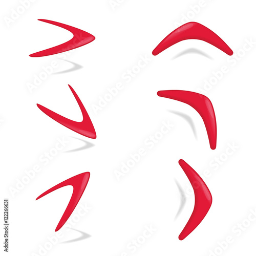 Red color boomerang different foreshortening