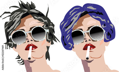 girl with a cigarette/  eps 10, Adobe Illustrator 10