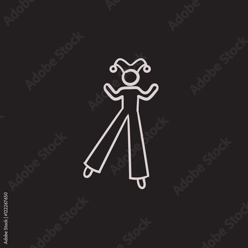 Clown on stilts  sketch icon.