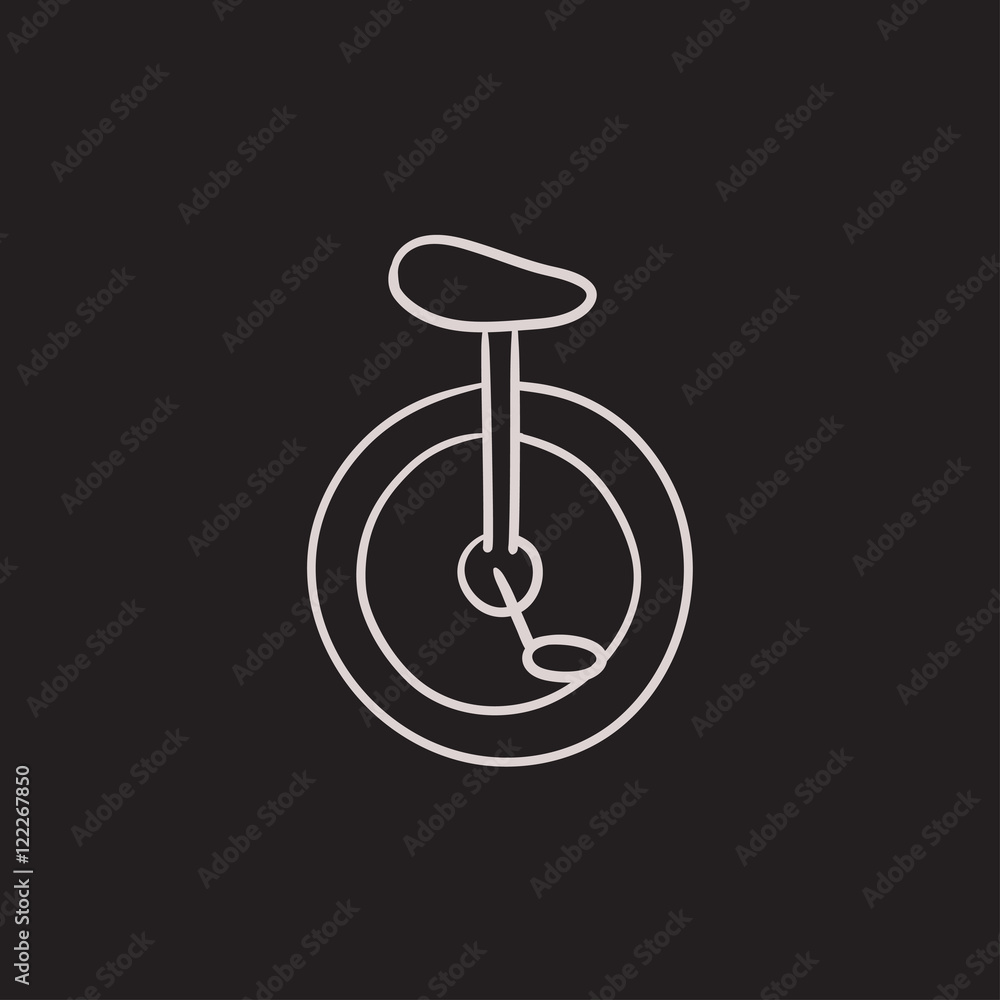 One wheel bicycle sketch icon. One wheel bicycle sketch icon.