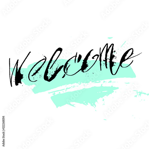 Welcome card in calligraphy brush