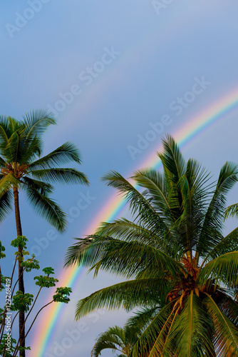 Double rainbow at sunrise on the Big Island of Hawaii