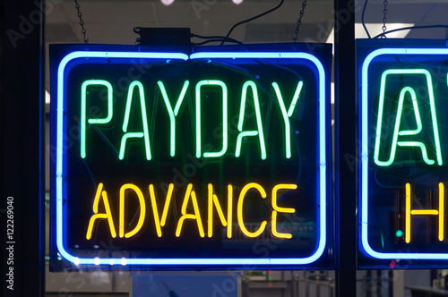 Canvas Print Payday advance money lender sign