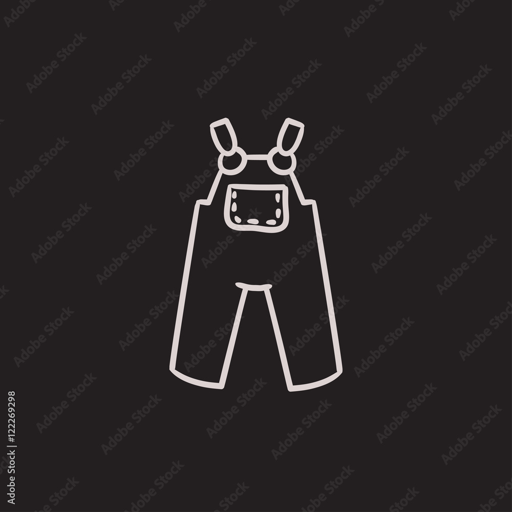 Baby overalls sketch icon. Baby overalls sketch icon.