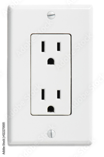 North American designer household electrical socket outlet isolated on white background photo