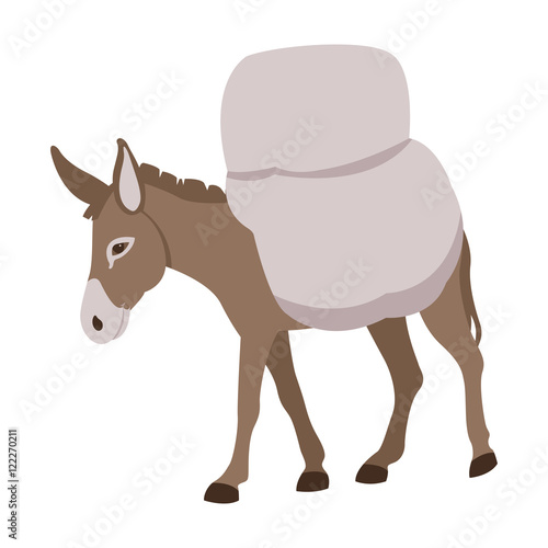 donkey loaded style vector illustration Flat