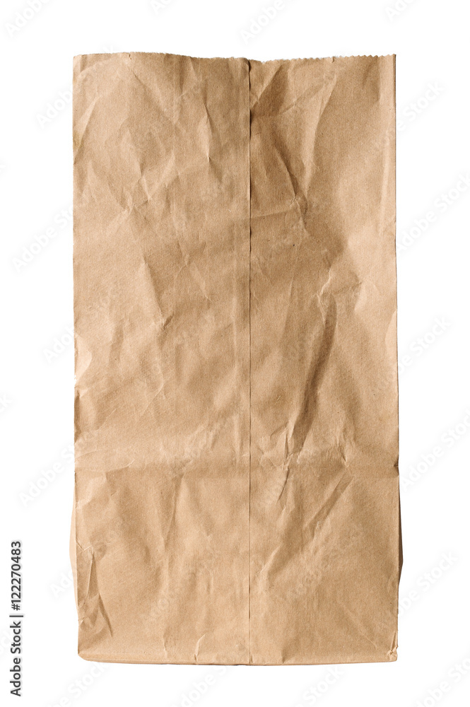 Brown Paper Lunch Bag Sack on White