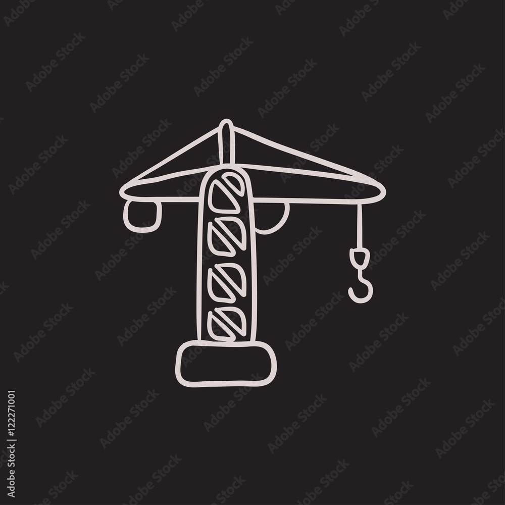 Construction crane sketch icon. Construction crane sketch icon.