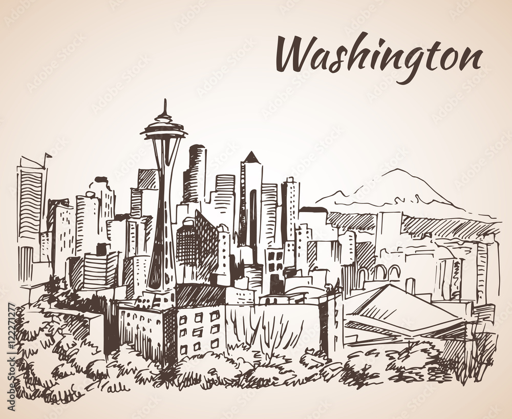 Washington DC cityscape - sketch. Washington DC cityscape - sketch.