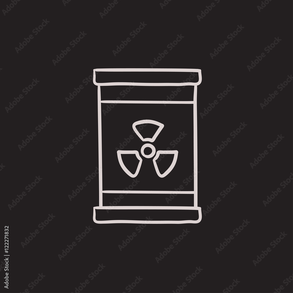 Barrel with ionizing radiation sign sketch icon. Barrel with ionizing radiation sign sketch icon.
