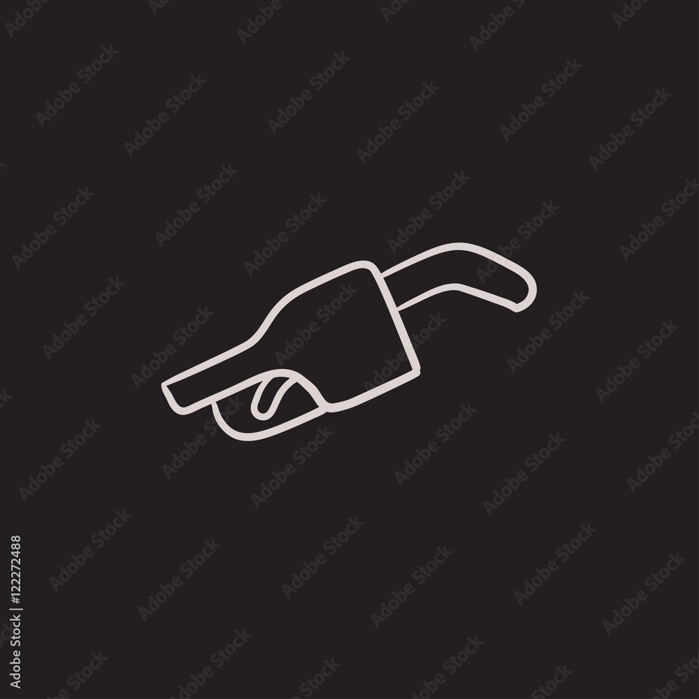 Fototapeta premium Gasoline pump nozzle sketch icon.