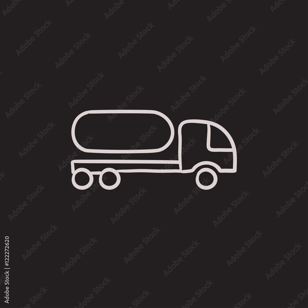 Fuel truck sketch icon.