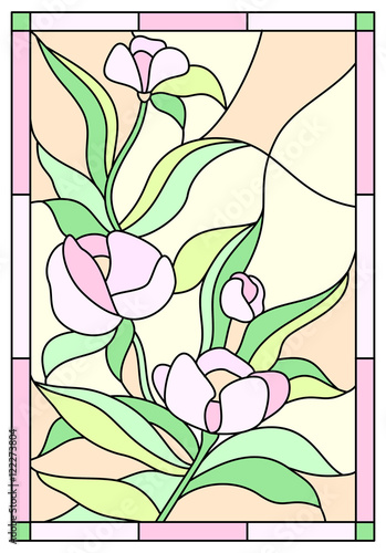 stained glass window flower pink rose