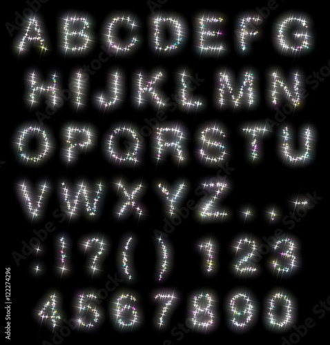 Alphabet stars black background
