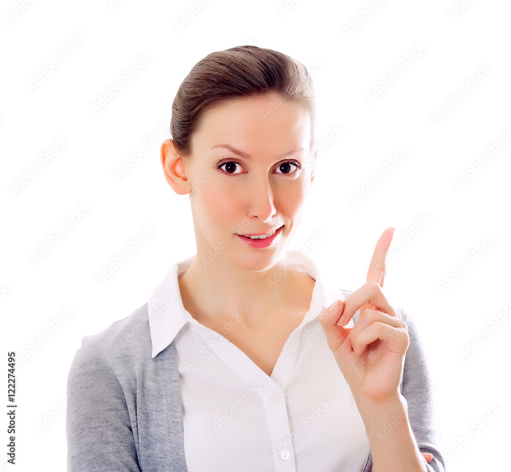 Woman finger upward Woman finger upward