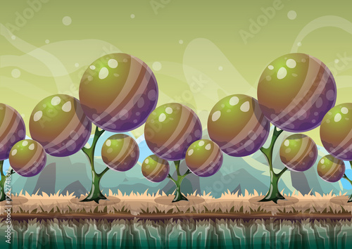 cartoon vector nature landscape background with separated layers for game art and animation game design asset in 2d graphic