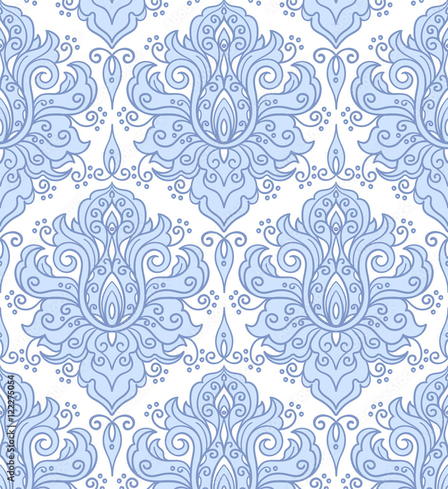 vector, illustration, seamless pattern, element for design, abstract, swirls, oriental style, blue