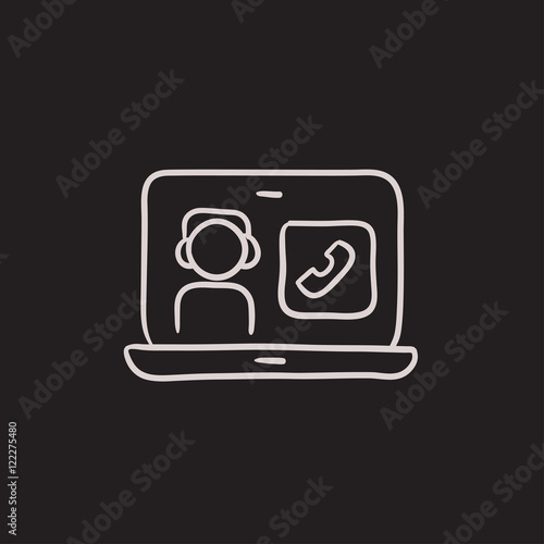 Online education sketch icon.