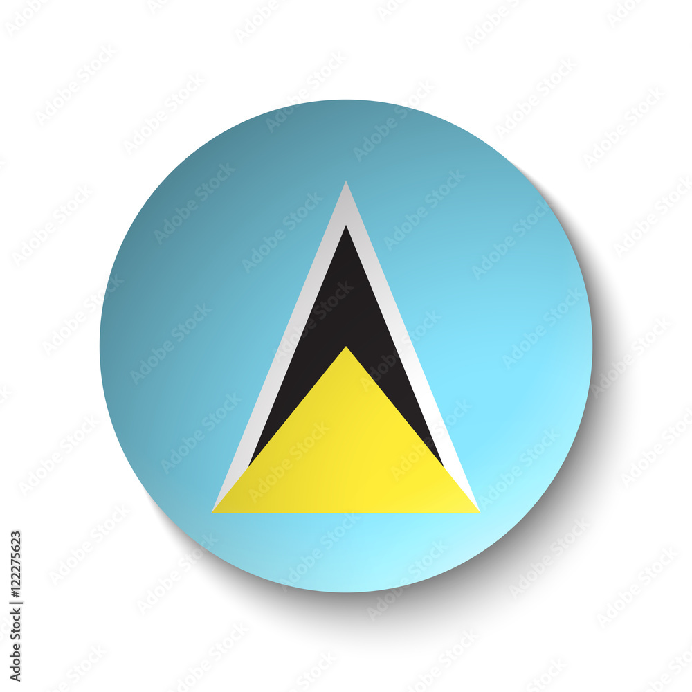 White paper circle with flag of Saint Lucia. Abstract illustration
