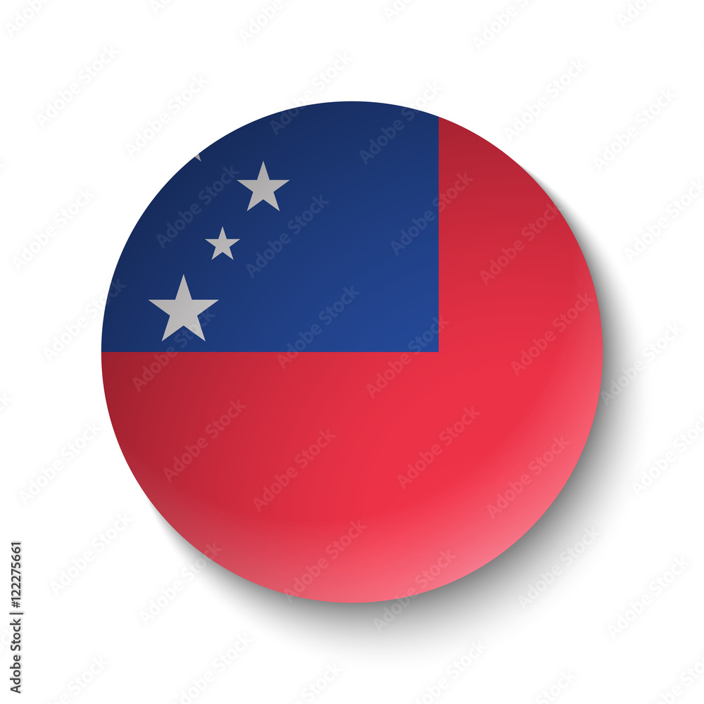 White paper circle with flag of Samoa . Abstract illustration White paper circle with flag of Samoa . Abstract illustration