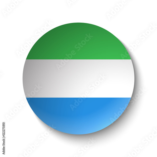 White paper circle with flag of Sierra Leone. Abstract illustration