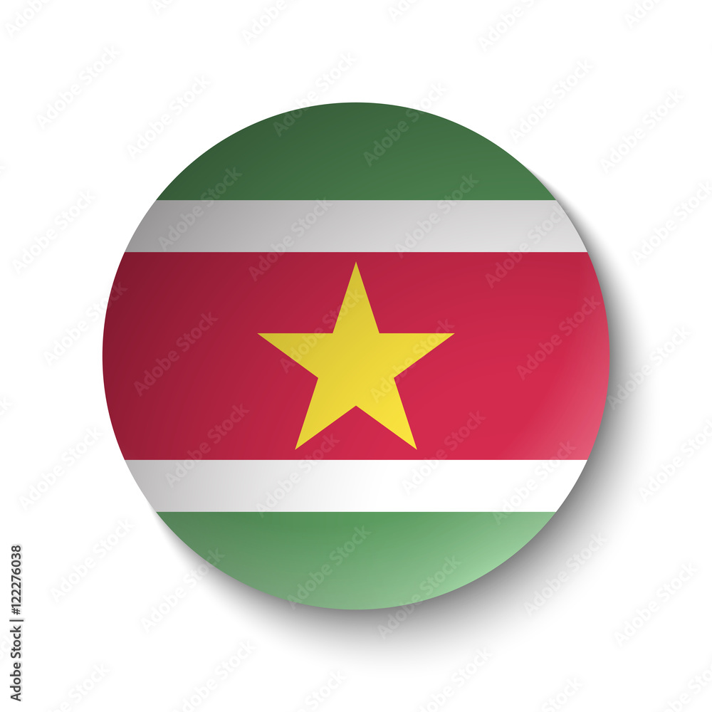 White paper circle with flag of Suriname. Abstract illustration White paper circle with flag of Suriname. Abstract illustration