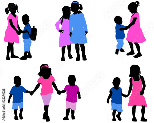 children silhouettes - vector
