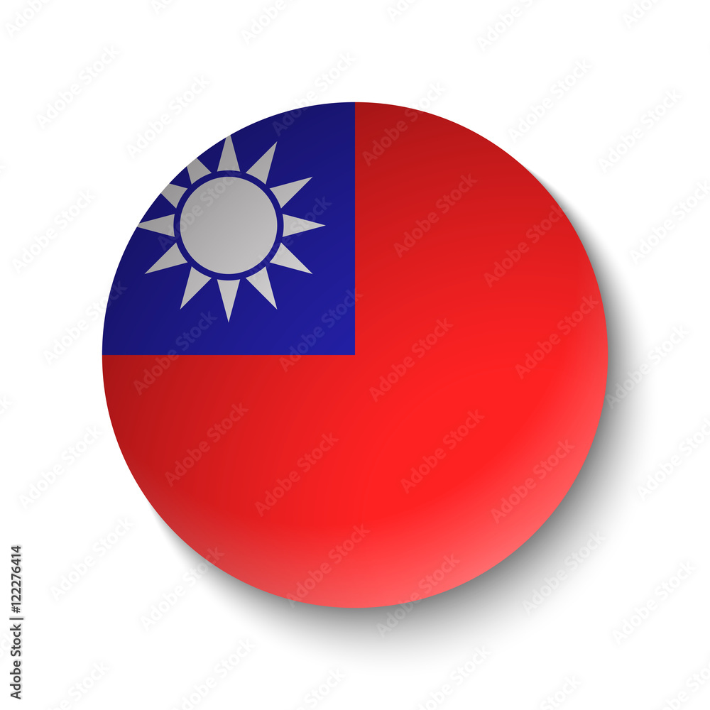 White paper circle with flag of Taiwan. Abstract illustration White paper circle with flag of Taiwan. Abstract illustration