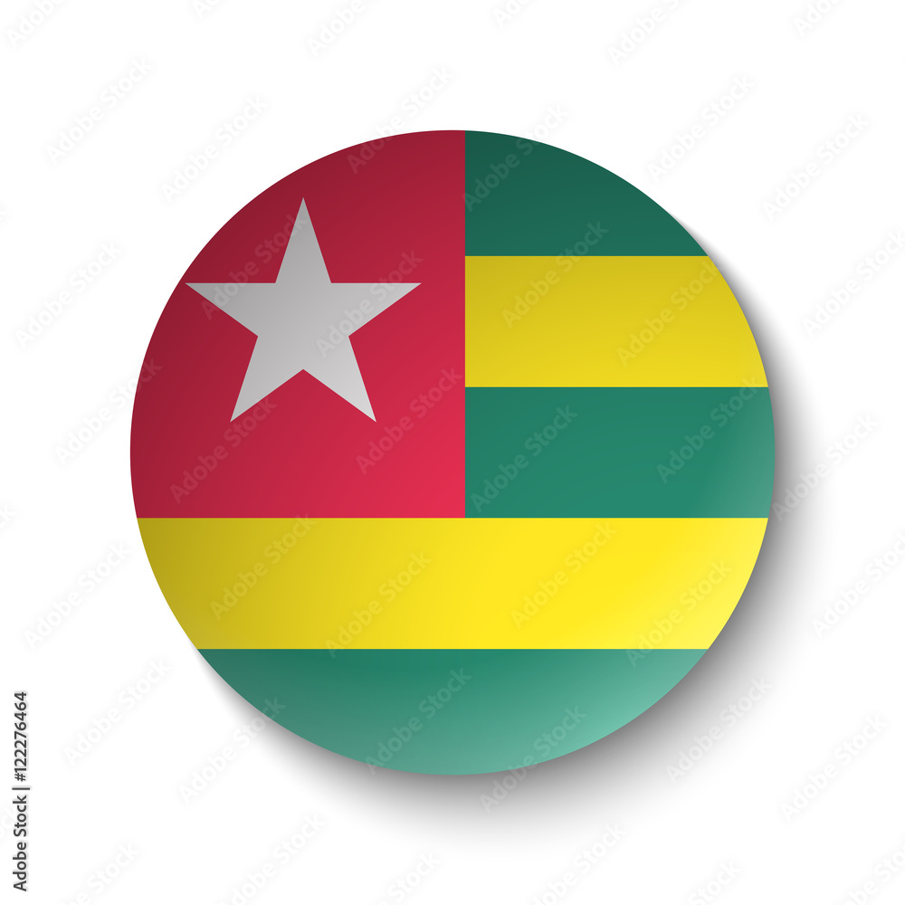 White paper circle with flag of Togo. Abstract illustration White paper circle with flag of Togo. Abstract illustration