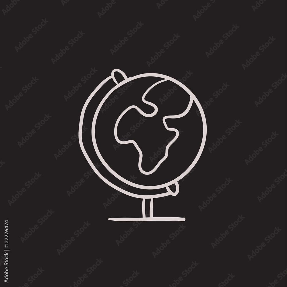 World globe on stand sketch icon. World globe on stand sketch icon.