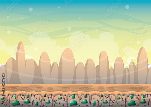 cartoon vector nature landscape background with separated layers for game art and animation game design asset in 2d graphic