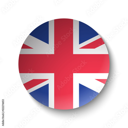 White paper circle with flag of United Kingdom. Abstract illustration