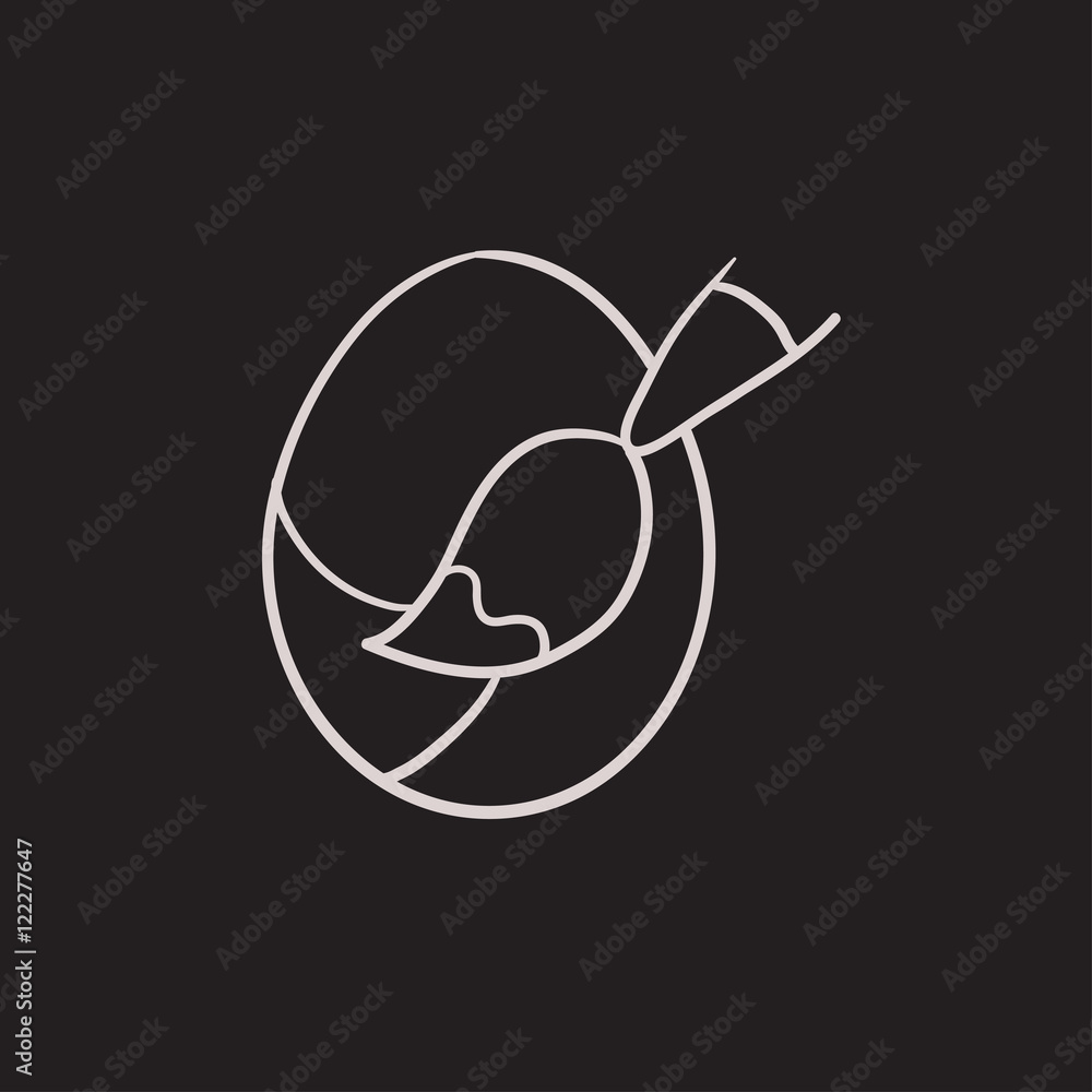 Painting of easter eggs sketch icon. Painting of easter eggs sketch icon.