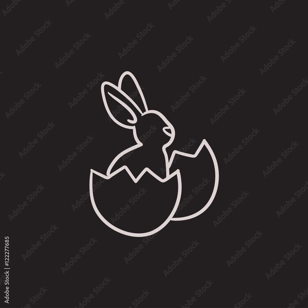 Easter bunny sitting in egg shell sketch icon. Easter bunny sitting in egg shell sketch icon.