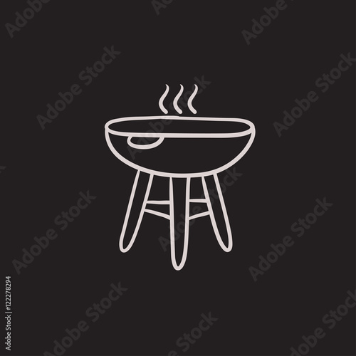 Kettle barbecue grill sketch icon.