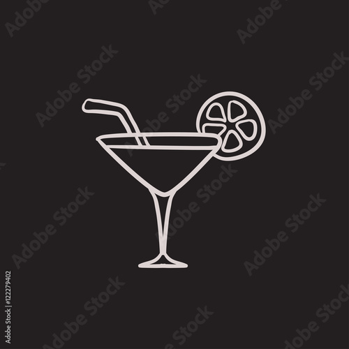 Cocktail glass sketch icon.