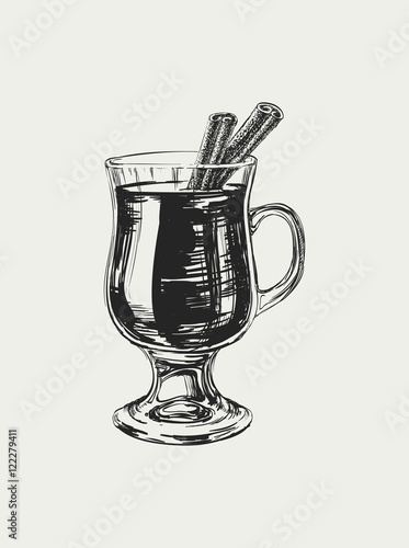 Mulled Wine Hand Drawn Drink Vector Illustration
